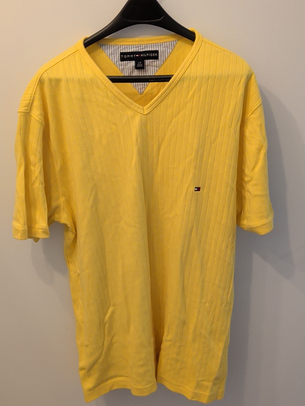 Tommy Hilfiger Men’s Yellow V-Neck Short Sleeve Polo-Style Shirt